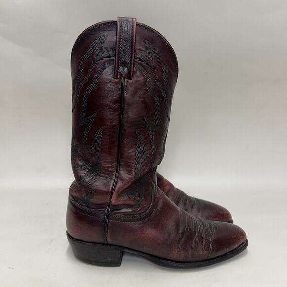 Lucchese 2000 Leather Roper Cowboy Boots “Black Cherry” main image 6